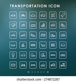 transportation minimal line icons with blur background