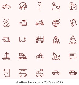 TRANSPORTATION AND MOBILITY ICON SET