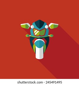 Transportation motorcycle flat icon with long shadow,eps10