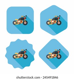 Transportation motorcycle flat icon with long shadow,eps10