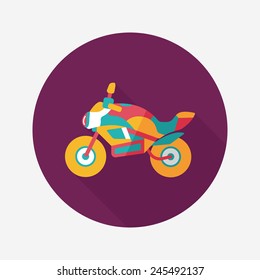 Transportation motorcycle flat icon with long shadow,eps10