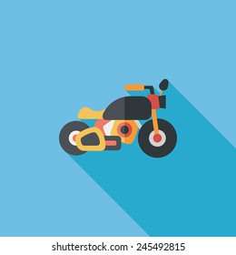 Transportation motorcycle flat icon with long shadow,eps10