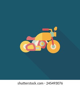 Transportation motorcycle flat icon with long shadow,eps10