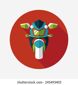 Transportation motorcycle flat icon with long shadow,eps10