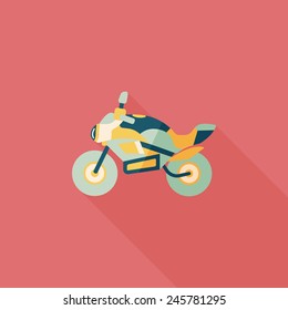 Transportation motorcycle flat icon with long shadow,eps10
