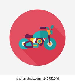 Transportation motorcycle flat icon with long shadow,eps10