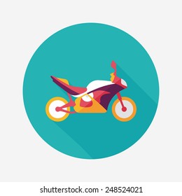 Transportation motorcycle flat icon with long shadow,eps10