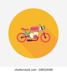 Transportation motorcycle flat icon with long shadow,eps10