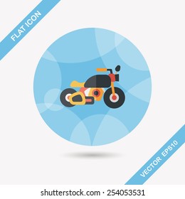 Transportation motorcycle flat icon with long shadow,eps10
