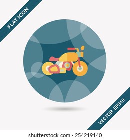 Transportation motorcycle flat icon with long shadow,eps10