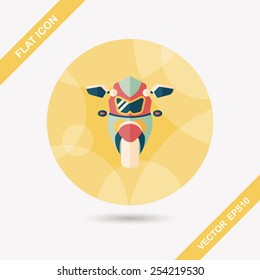 Transportation motorcycle flat icon with long shadow,eps10