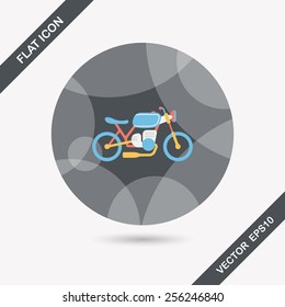 Transportation motorcycle flat icon with long shadow,eps10