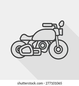 Transportation motorcycle flat icon with long shadow, line icon