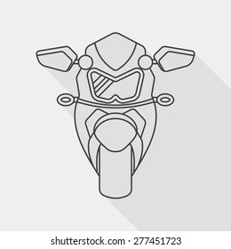 Transportation motorcycle flat icon with long shadow, line icon