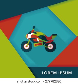 Transportation motorcycle flat icon with long shadow,eps10