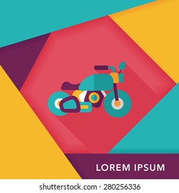 Transportation motorcycle flat icon with long shadow,eps10