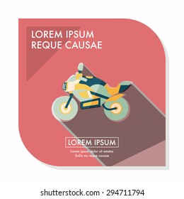 Transportation motorcycle flat icon with long shadow,eps10