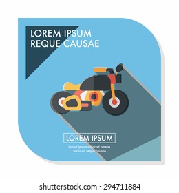 Transportation motorcycle flat icon with long shadow,eps10