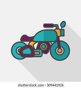 Transportation motorcycle flat icon with long shadow,eps10