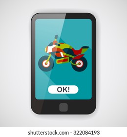 Transportation motorcycle flat icon with long shadow,eps10