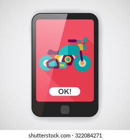 Transportation motorcycle flat icon with long shadow,eps10
