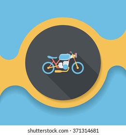Transportation motorcycle flat icon with long shadow,eps10