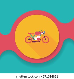 Transportation motorcycle flat icon with long shadow,eps10