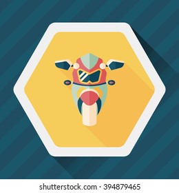 Transportation motorcycle flat icon with long shadow,eps10