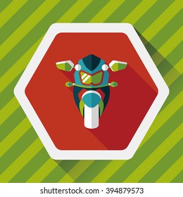 Transportation motorcycle flat icon with long shadow,eps10