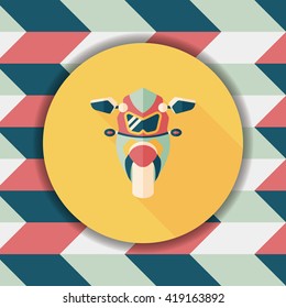 Transportation motorcycle flat icon with long shadow,eps10