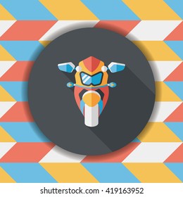 Transportation motorcycle flat icon with long shadow,eps10
