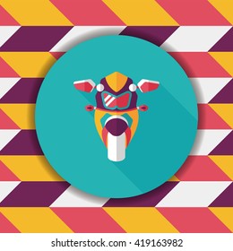 Transportation motorcycle flat icon with long shadow,eps10