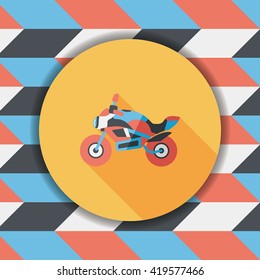 Transportation motorcycle flat icon with long shadow,eps10