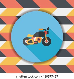 Transportation motorcycle flat icon with long shadow,eps10