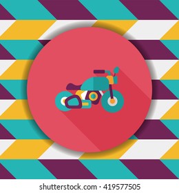 Transportation motorcycle flat icon with long shadow,eps10