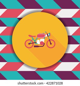 Transportation motorcycle flat icon with long shadow,eps10