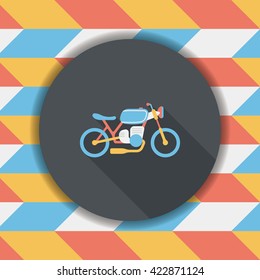 Transportation motorcycle flat icon with long shadow,eps10