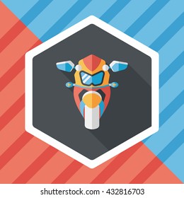 Transportation motorcycle flat icon with long shadow,eps10