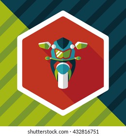 Transportation motorcycle flat icon with long shadow,eps10