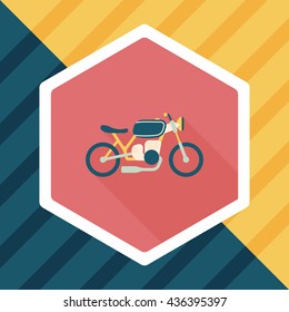 Transportation motorcycle flat icon with long shadow,eps10