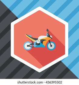 Transportation motorcycle flat icon with long shadow,eps10