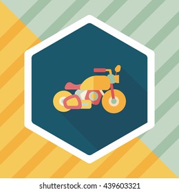 Transportation motorcycle flat icon with long shadow,eps10
