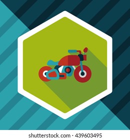 Transportation motorcycle flat icon with long shadow,eps10