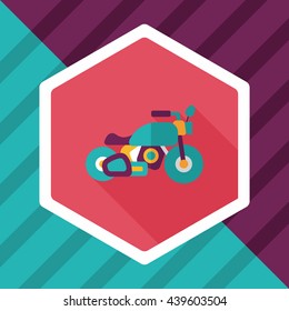 Transportation motorcycle flat icon with long shadow,eps10
