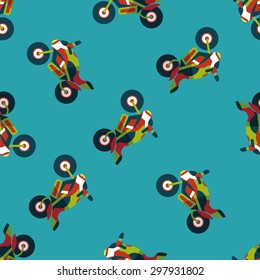 Transportation motorcycle flat icon,eps10 seamless pattern background