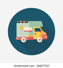 Transportation moving truck flat icon with long shadow,eps10