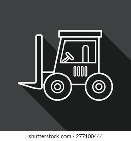 Transportation moving truck flat icon with long shadow, line icon