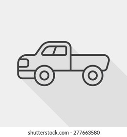Transportation moving truck flat icon with long shadow, line icon