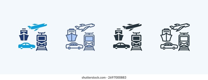 Colección de ícono de estilo múltiple de Transporte