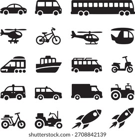 Transporte y paquete de iconos de navegación